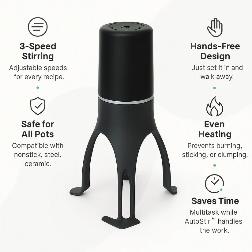 🙌 Hands-Free Automatic Pot Stirrer – 3-Speed Cordless Kitchen Helper