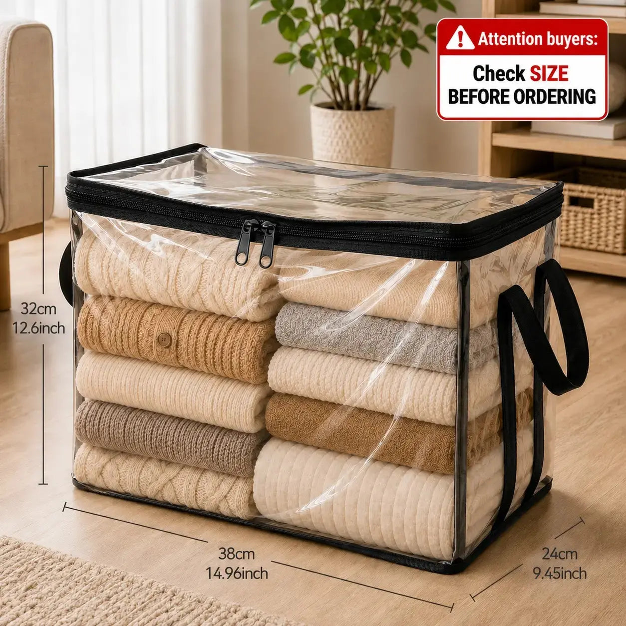 Portable Large Heavy-Duty Thick Plastic Clear Storage Box with Hinged Lid | Home, Travel & Camping