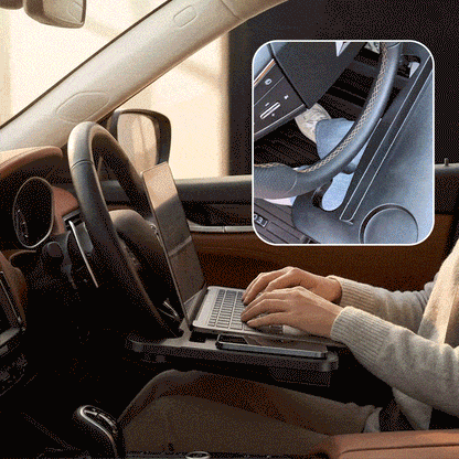 💥2-in-1 Car Steering Wheel Desk - Black ABS Plastic Food & Laptop Tray