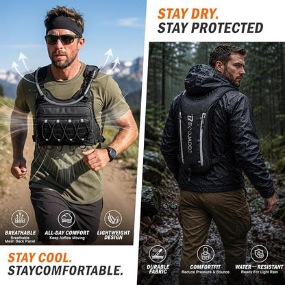 🔥Men’s 2L Tactical Hydration Running Vest – Lightweight Adjustable Chest Pack💧