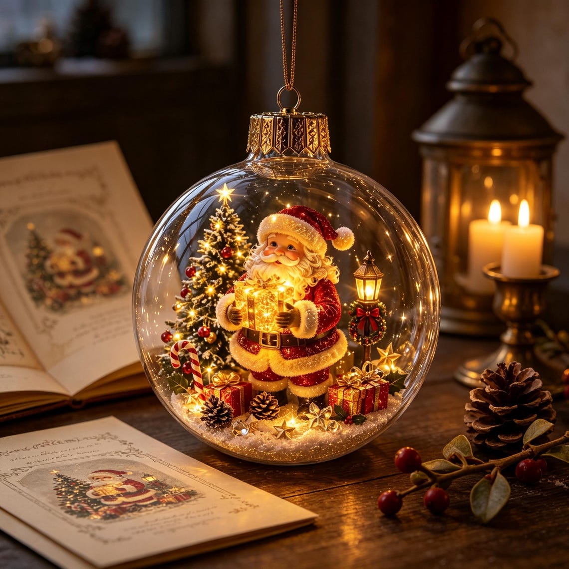 🎄 Light-Up 3D Christmas Ornaments – Battery Operated Warm White LED Scene Baubles
