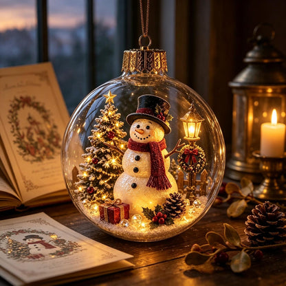 🎄 Light-Up 3D Christmas Ornaments – Battery Operated Warm White LED Scene Baubles