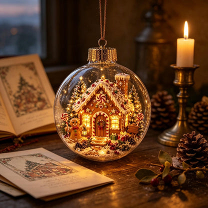 🎄 Light-Up 3D Christmas Ornaments – Battery Operated Warm White LED Scene Baubles