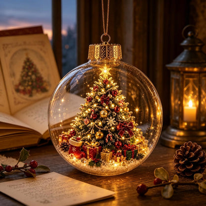 🎄 Light-Up 3D Christmas Ornaments – Battery Operated Warm White LED Scene Baubles