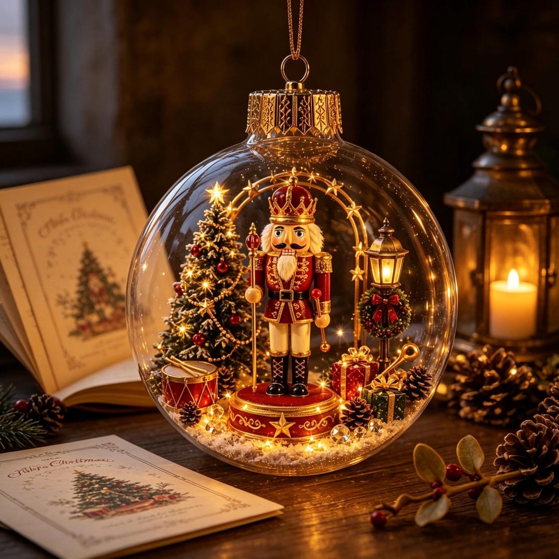 🎄 Light-Up 3D Christmas Ornaments – Battery Operated Warm White LED Scene Baubles