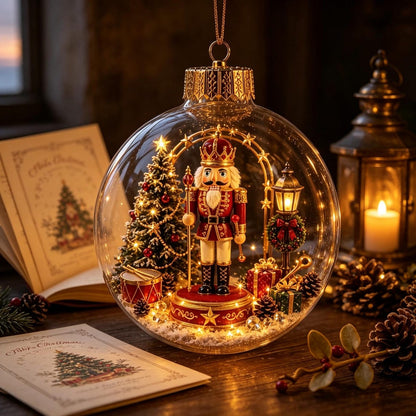 🎄 Light-Up 3D Christmas Ornaments – Battery Operated Warm White LED Scene Baubles
