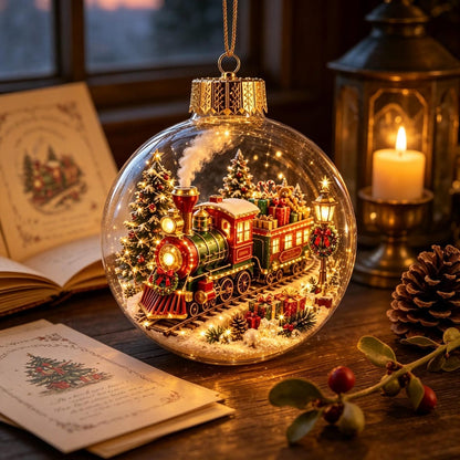 🎄 Light-Up 3D Christmas Ornaments – Battery Operated Warm White LED Scene Baubles