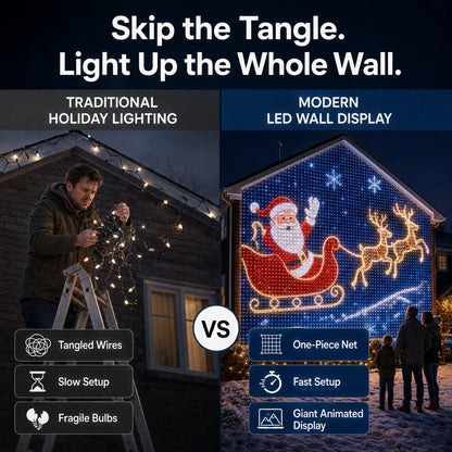 🎄Animated Christmas LED Wall Curtain Lights – Festive Outdoor Display🎅