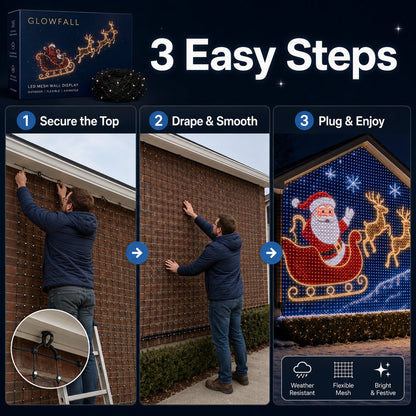 🎄Animated Christmas LED Wall Curtain Lights – Festive Outdoor Display🎅