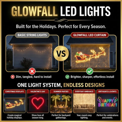 🎄Animated Christmas LED Wall Curtain Lights – Festive Outdoor Display🎅
