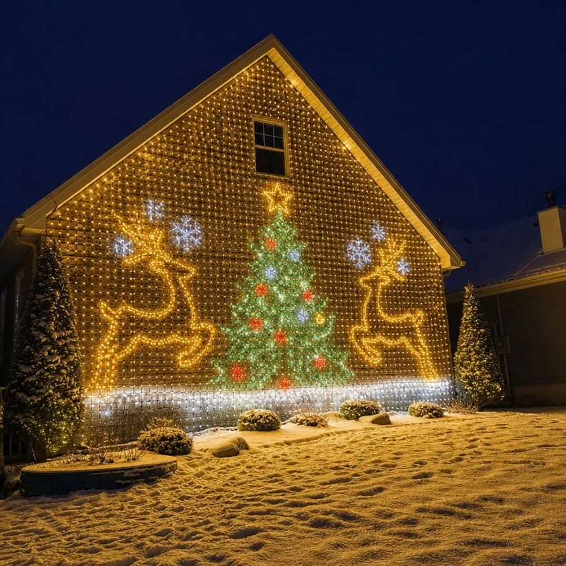 🎄Animated Christmas LED Wall Curtain Lights – Festive Outdoor Display🎅