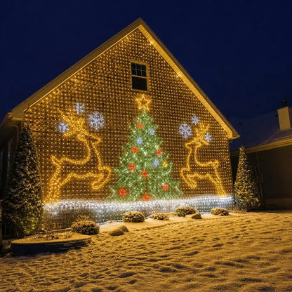 🎄Animated Christmas LED Wall Curtain Lights – Festive Outdoor Display🎅