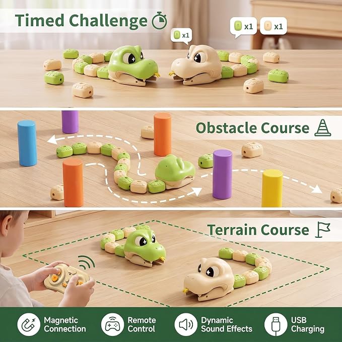 🐍 Magnetic RC Snake Game – Eat, Grow & Learn Through Play