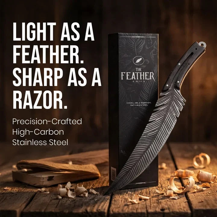 🪶 260g Feather-Inspired Curved Kitchen Knife – Full-Tang Rosewood Handle