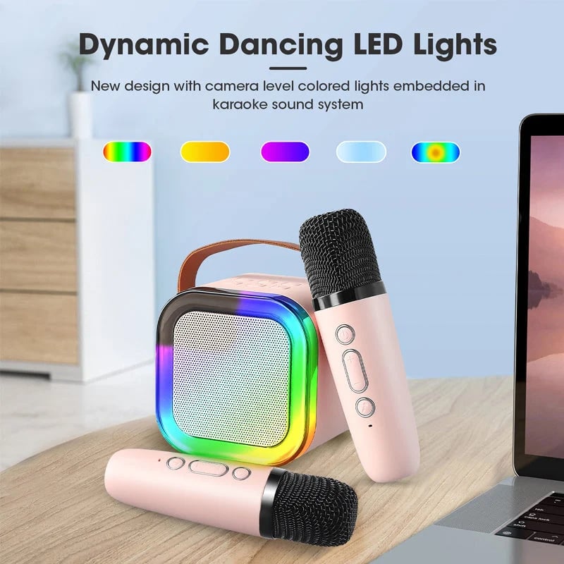 Mini Karaoke Machine with 2 Wireless Microphones – Bluetooth Singing Set 🎤