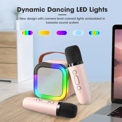 Mini Karaoke Machine with 2 Wireless Microphones – Bluetooth Singing Set 🎤
