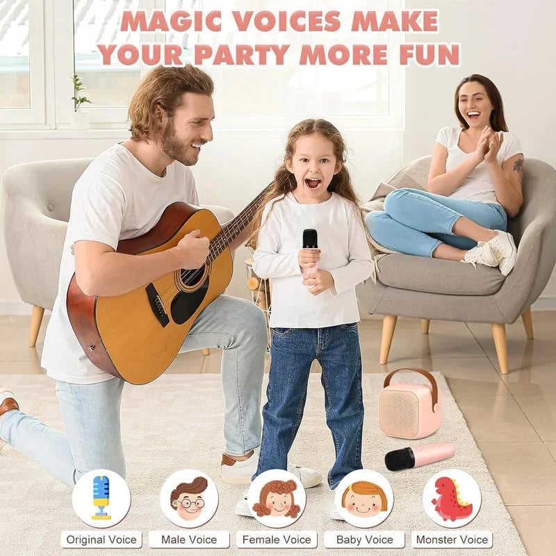 Mini Karaoke Machine with 2 Wireless Microphones – Bluetooth Singing Set 🎤