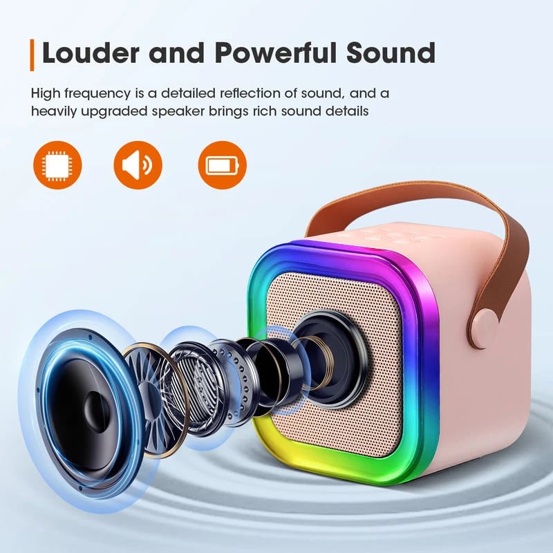 Mini Karaoke Machine with 2 Wireless Microphones – Bluetooth Singing Set 🎤