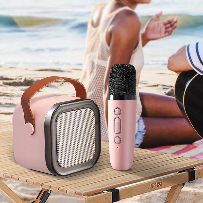 Mini Karaoke Machine with 2 Wireless Microphones – Bluetooth Singing Set 🎤