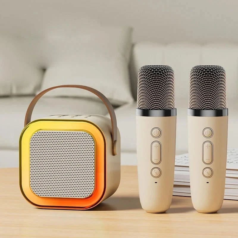 Mini Karaoke Machine with 2 Wireless Microphones – Bluetooth Singing Set 🎤
