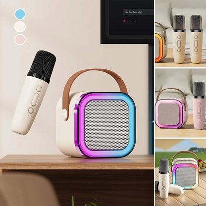 Mini Karaoke Machine with 2 Wireless Microphones – Bluetooth Singing Set 🎤