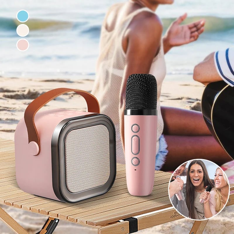 Mini Karaoke Machine with 2 Wireless Microphones – Bluetooth Singing Set 🎤