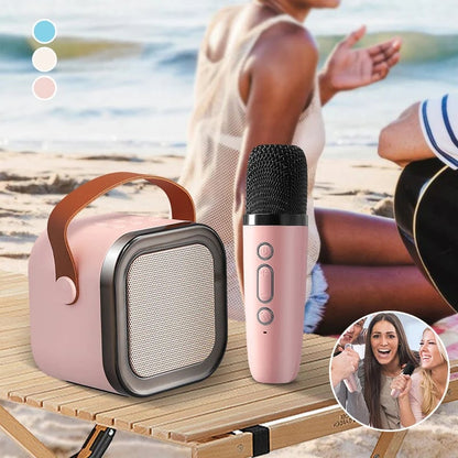 Mini Karaoke Machine with 2 Wireless Microphones – Bluetooth Singing Set 🎤