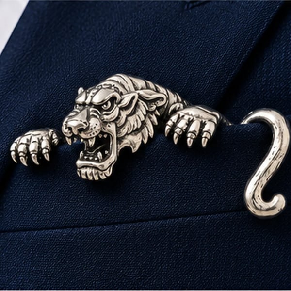 🐯 Peekaboo Animal Pocket Brooch – Sculpted Suit & Blazer Accent