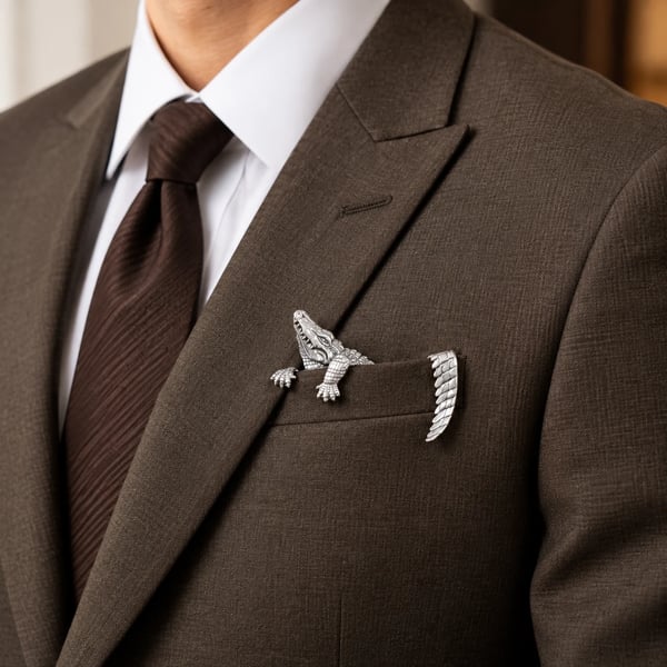 🐯 Peekaboo Animal Pocket Brooch – Sculpted Suit & Blazer Accent