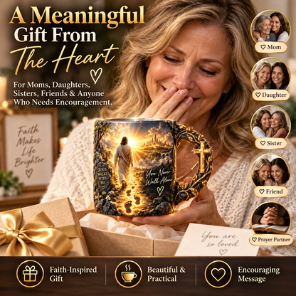 ✝️ Jesus Walks With Me – Heat-Reveal Christian Faith Mug | A Meaningful Gift