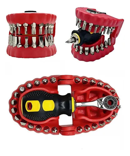 30-in-1 Tooth-Shaped Drill Bit Holder & Screwdriver Bit Set