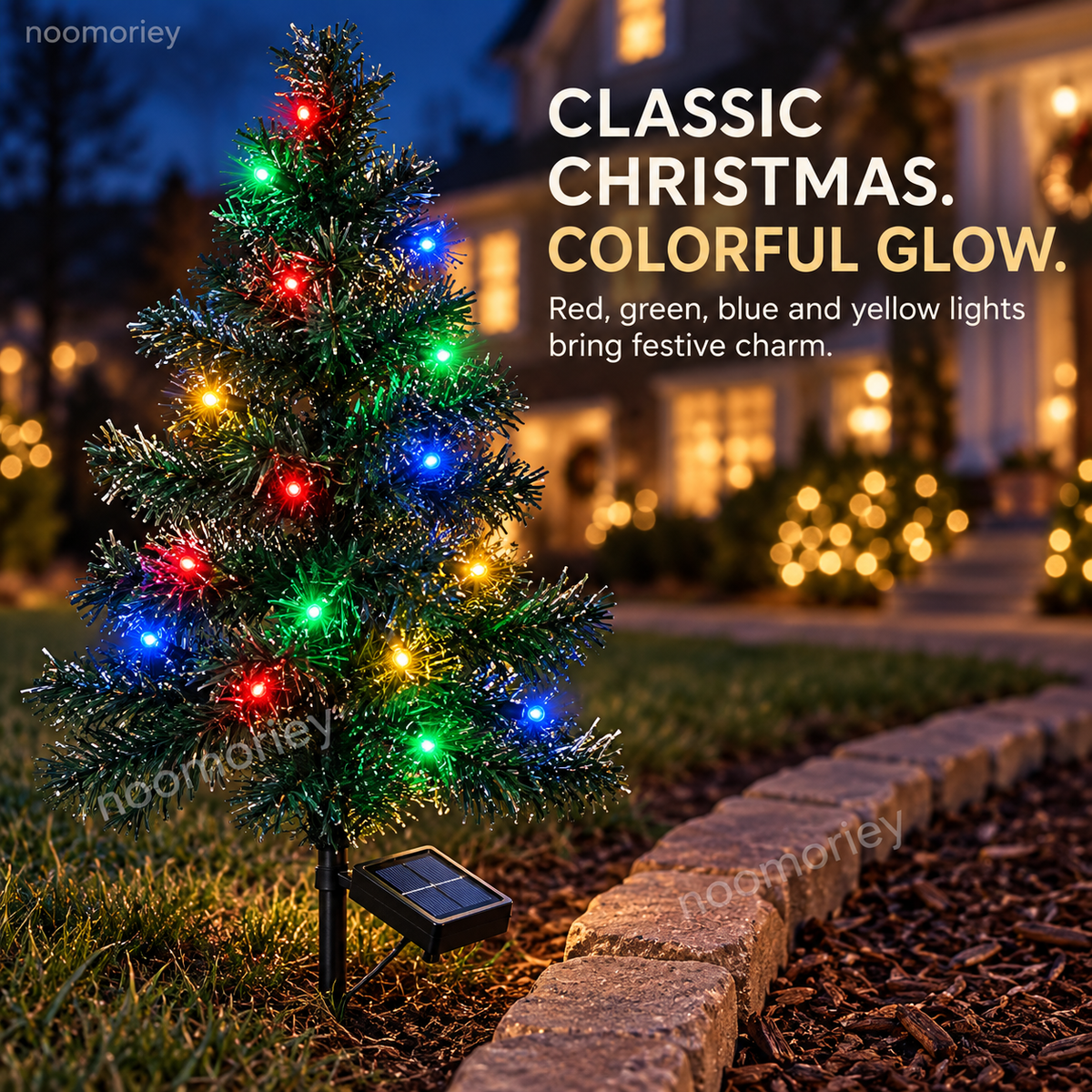 🎄 Solar Christmas Tree Stake Lights – Multicolor Outdoor Holiday Decor | 1 or 4 Trees