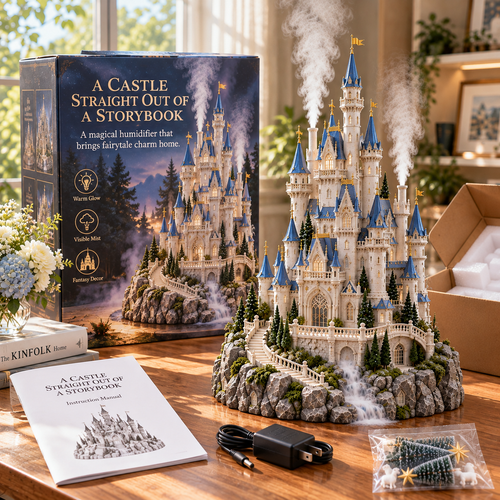 🔥LAST DAY 49% OFF🏰✨ Fairytale Castle Humidifier – Magical Mist, Glowing Windows & Storybook Home Decor