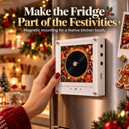 🎄🎵 Christmas Magnetic Music Player with 9 Mini Records – Retro Holiday Decor & Gift Set 🎁