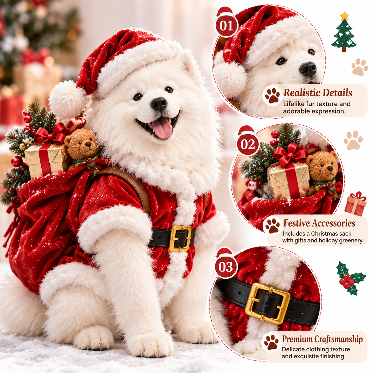 🐶 24-Day Samoyed Christmas Advent Calendar – Cute Dog Figurine Collectible Gift Set