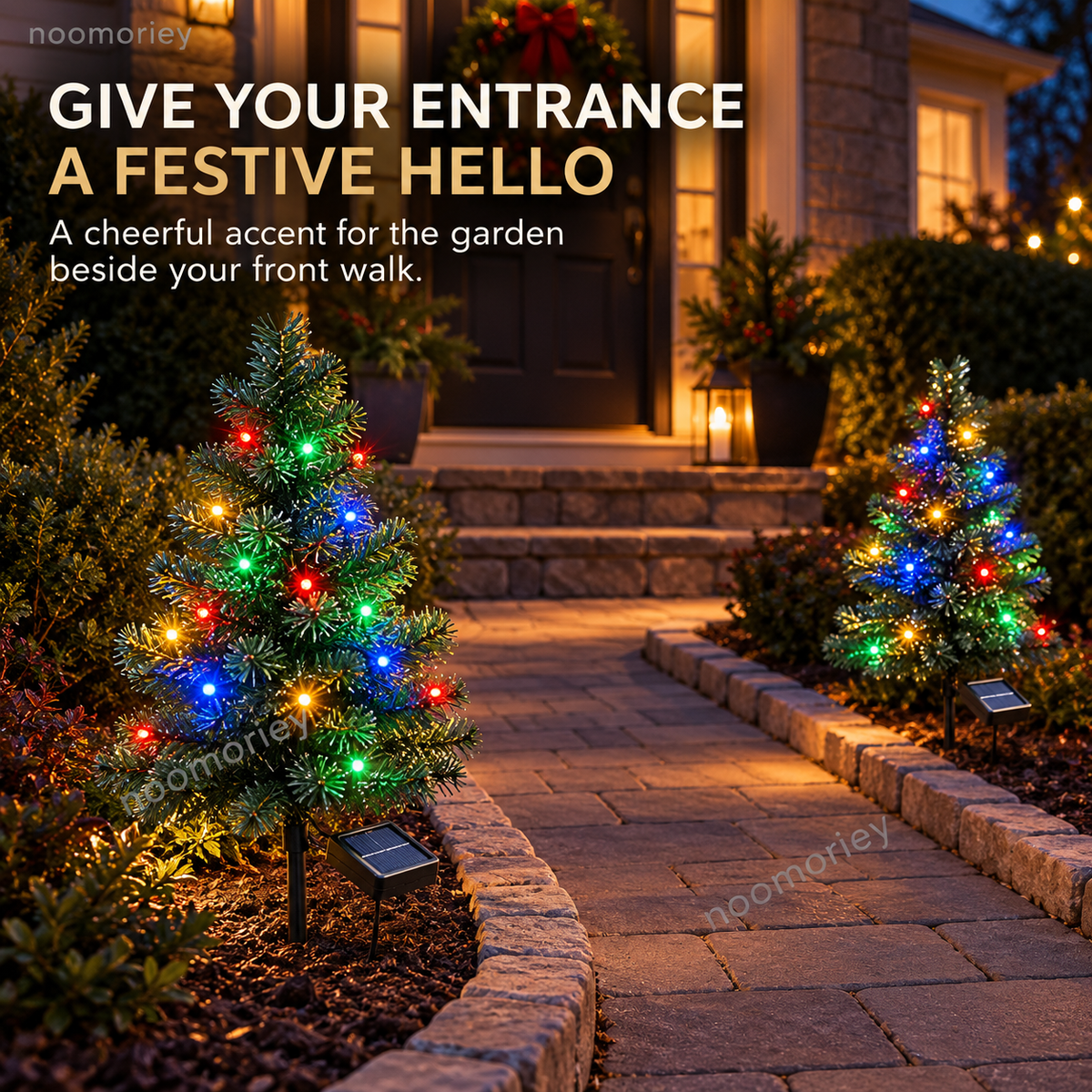 🎄 Solar Christmas Tree Stake Lights – Multicolor Outdoor Holiday Decor | 1 or 4 Trees