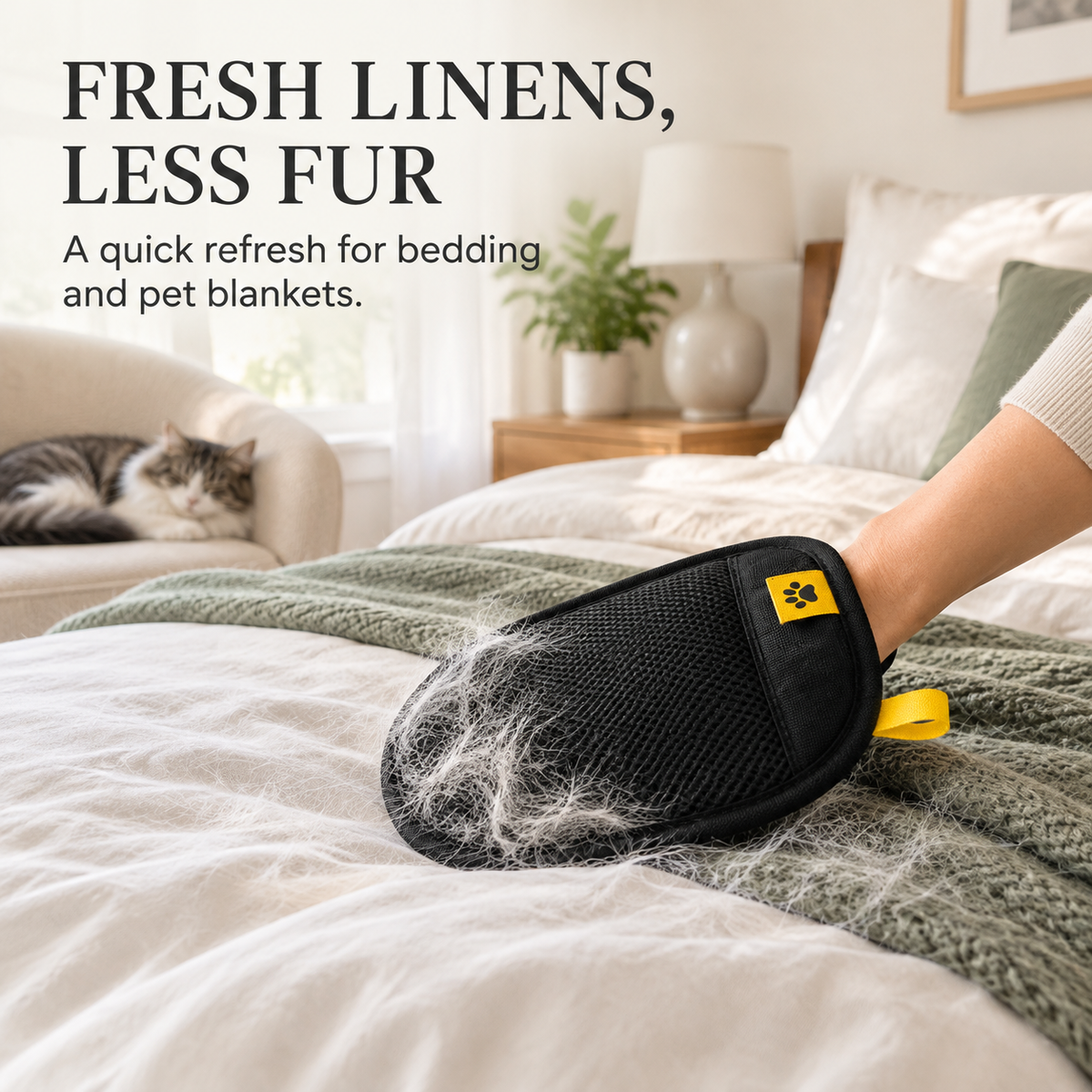 🐾 PurePath™ Reusable Pet Hair Remover Mitt – Washable Dog & Cat Hair Cleaner for Sofas, Bedding & Car Seats
