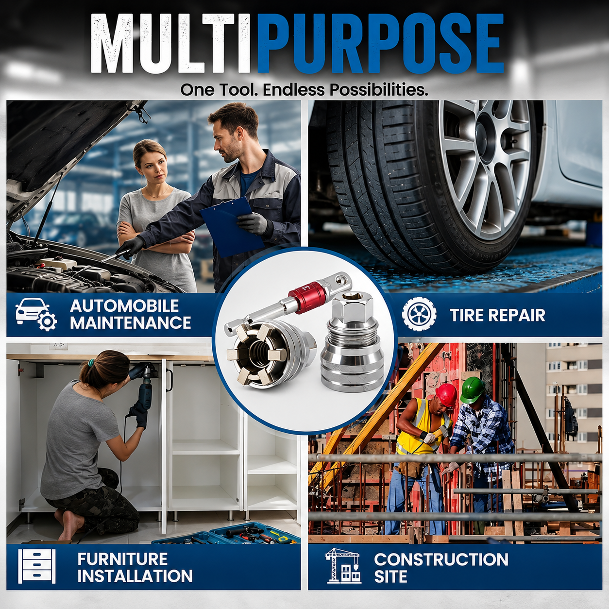 Adjustable Universal Socket Wrench – 10–19mm Multi-Function Grip Adapter