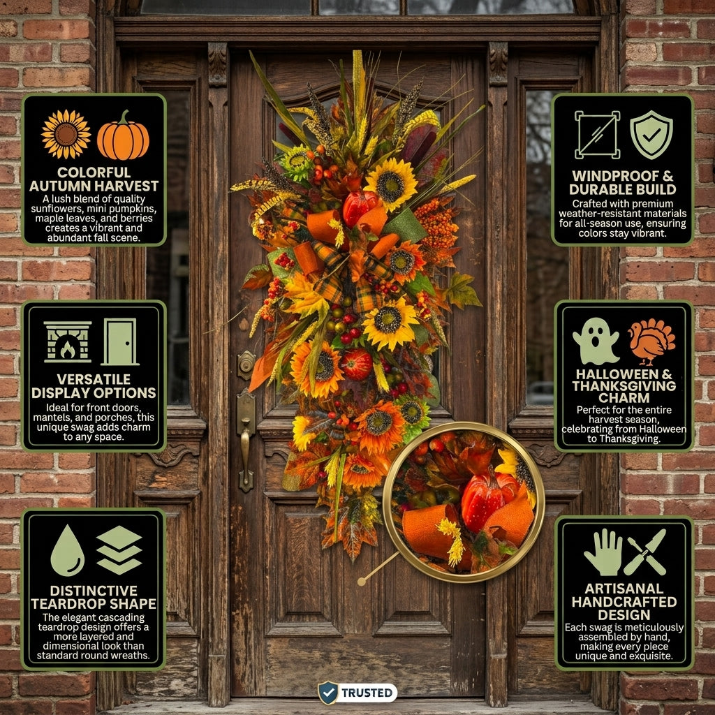 🎃Fall Halloween Pumpkin Droplet Wreath🏵️