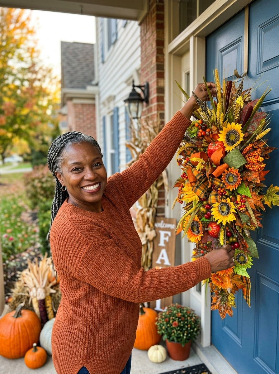 🎃Fall Halloween Pumpkin Droplet Wreath🏵️