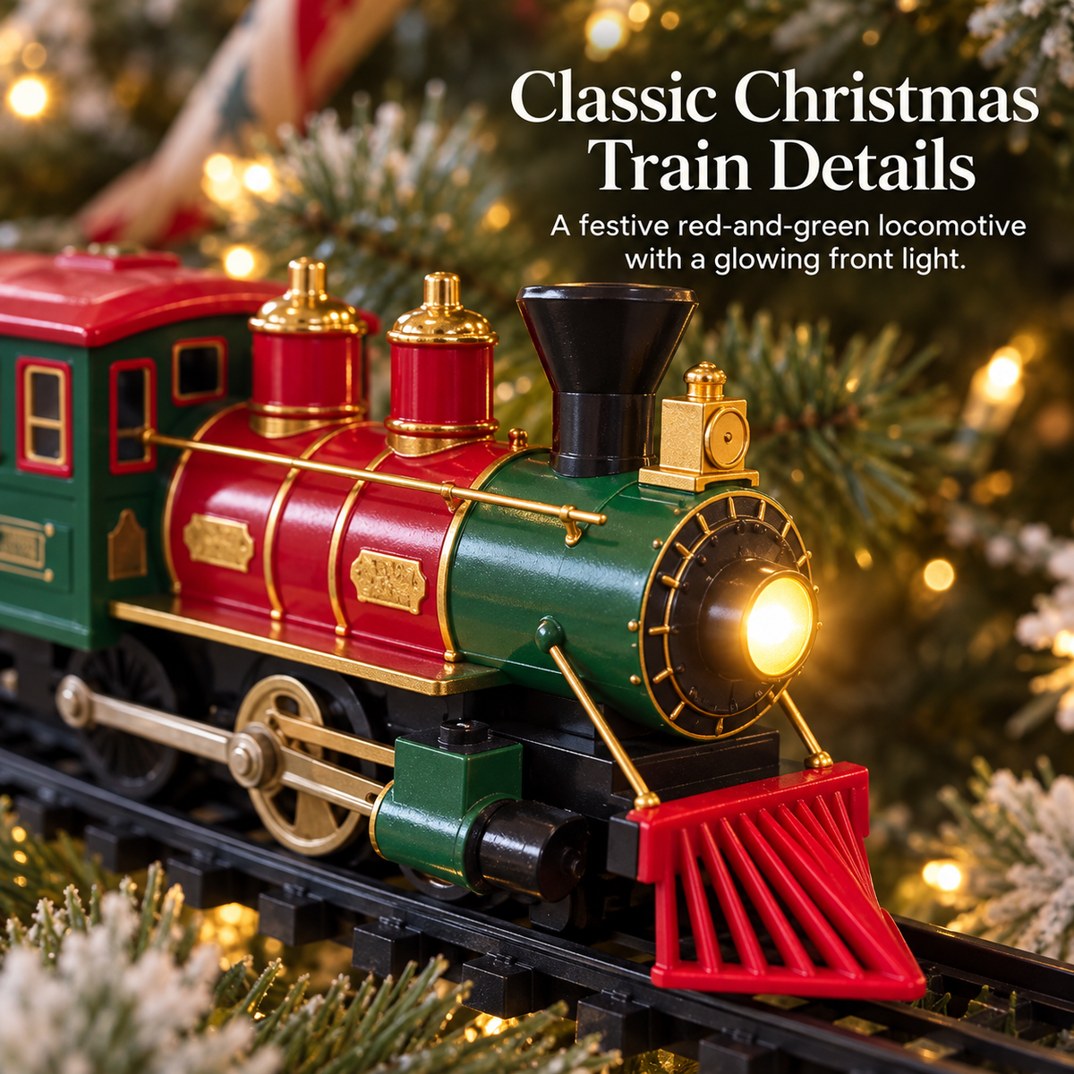 🌲🚆Christmas Tree Train Set with Moving Locomotive & Customizable Track