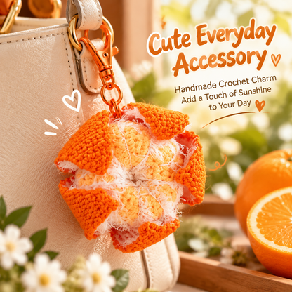 🍊 Crochet Orange Bag Charm – Cute Citrus Accessory for Bags, Backpacks & Keys ✨🎁