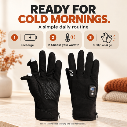 🔥 Rechargeable Heated Gloves with Digital Display & Flip-Open Fingertips