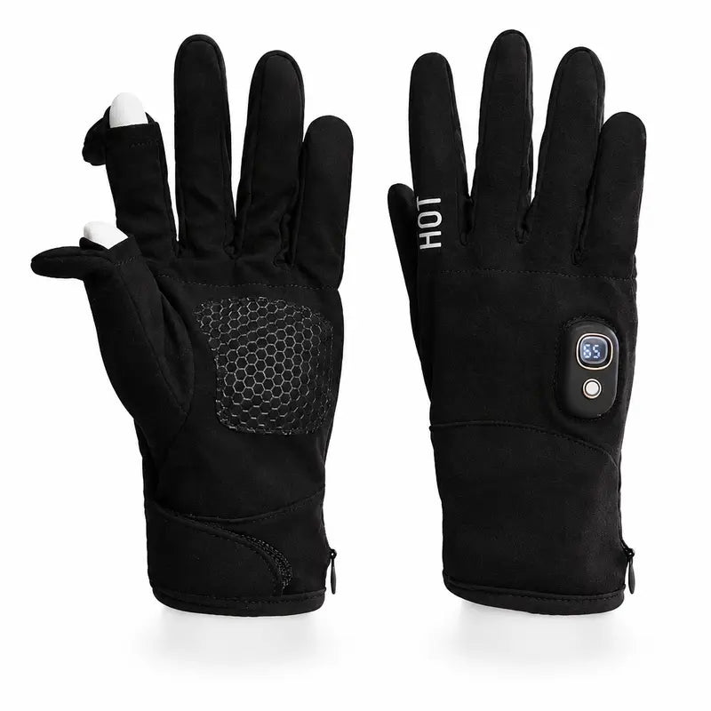 🔥 Rechargeable Heated Gloves with Digital Display & Flip-Open Fingertips