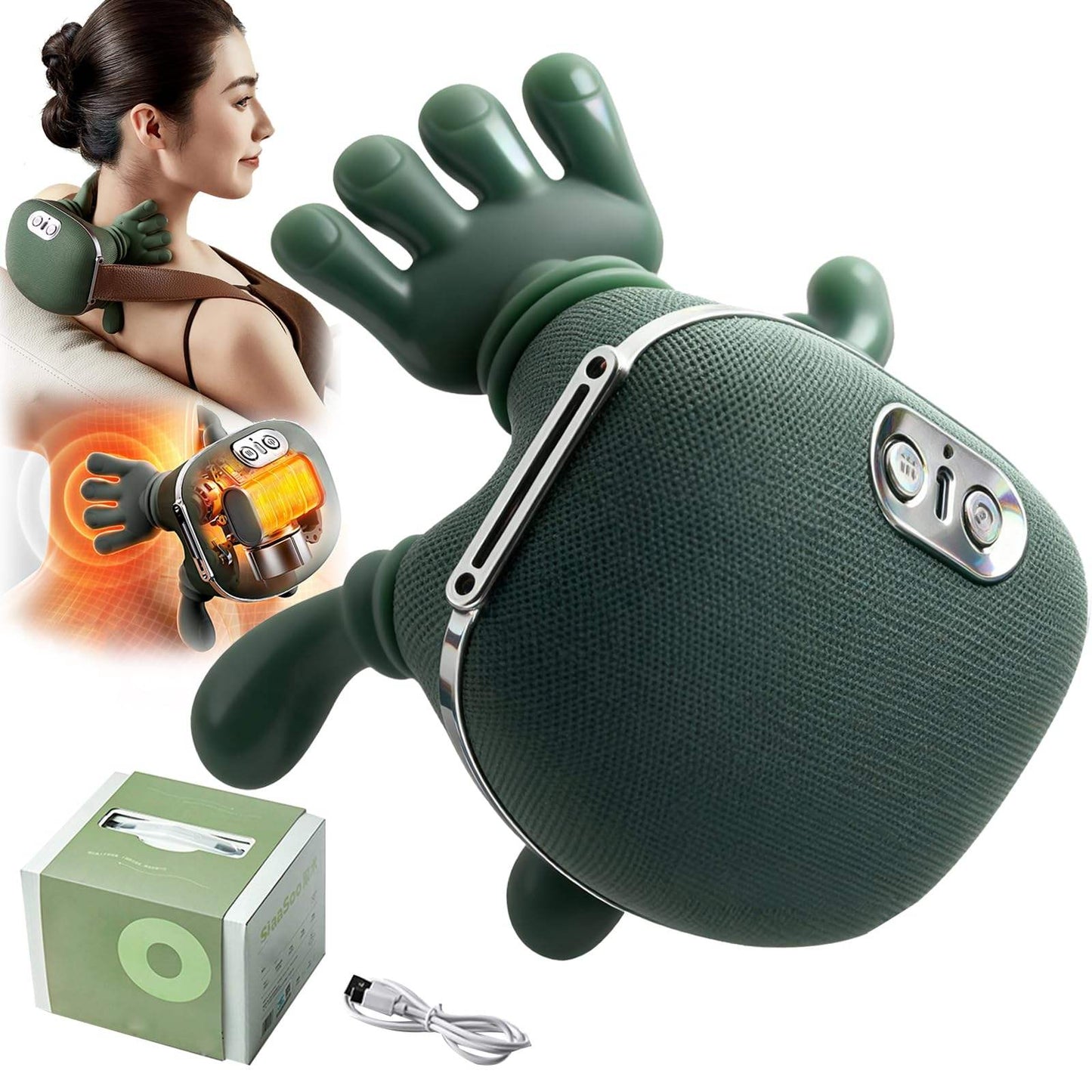 4D Premium Hand-Shape Neck & Shoulder Massager with Soothing Heat