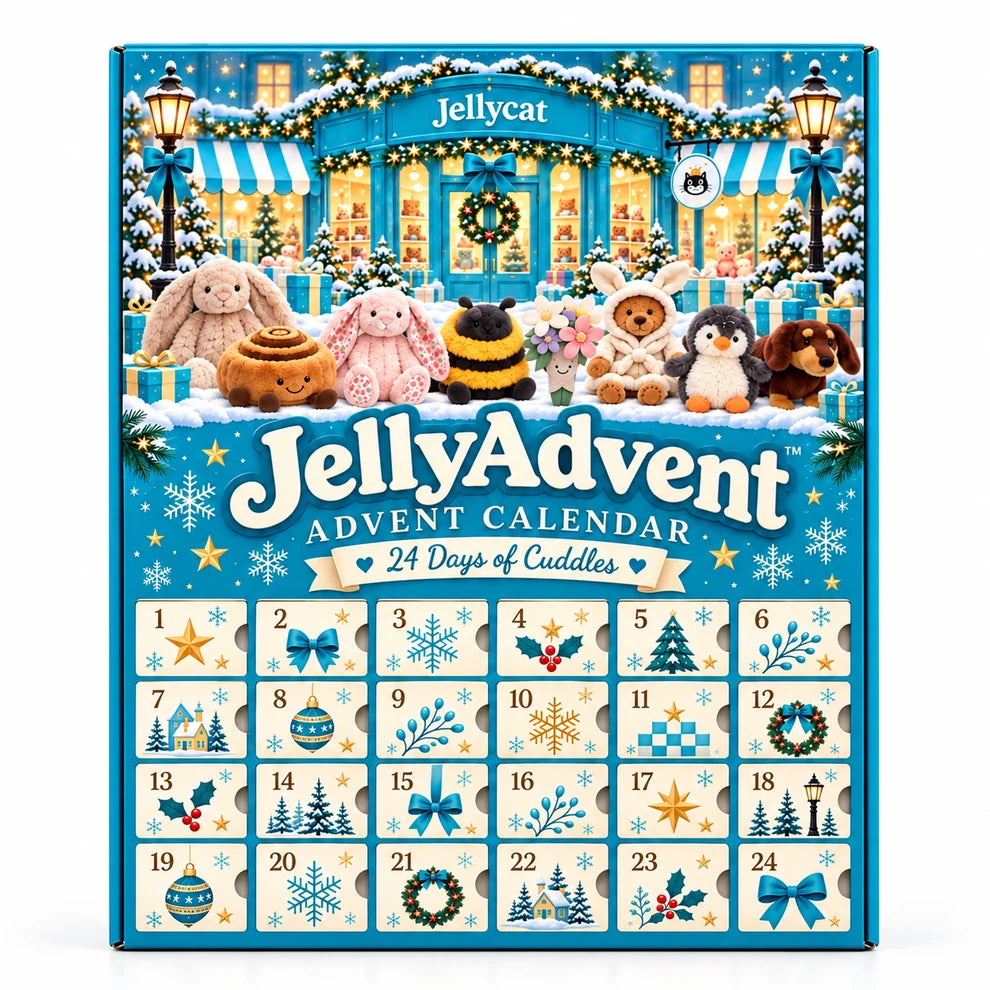 🧸 Jelly Countdown 24-Day Plush Advent Calendar – Mini Plush Bag Charms & Christmas Surprises
