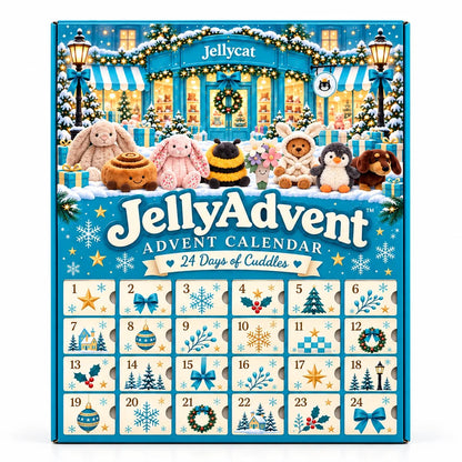 🧸 Jelly Countdown 24-Day Plush Advent Calendar – Mini Plush Bag Charms & Christmas Surprises