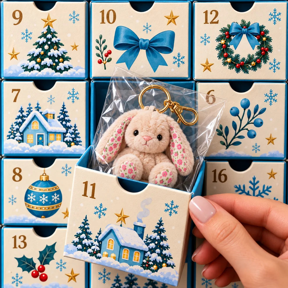 🧸 Jelly Countdown 24-Day Plush Advent Calendar – Mini Plush Bag Charms & Christmas Surprises