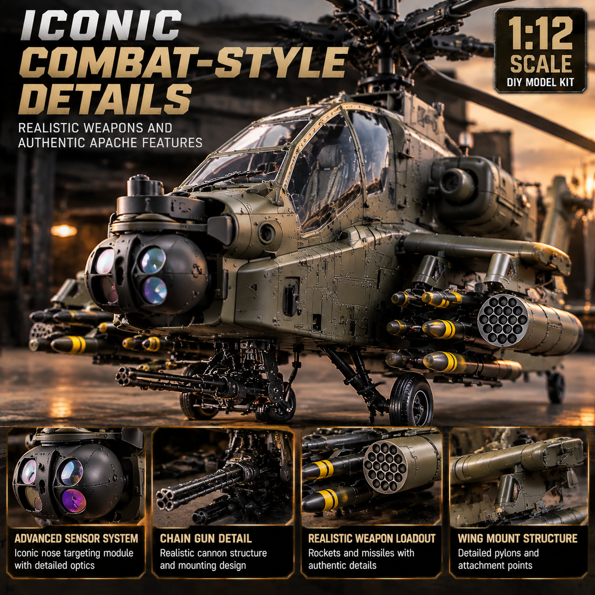 🔥LAST DAY 49% OFF🚁 Attack Helicopter Model Kit – Build Your Own Military Aviation Legend