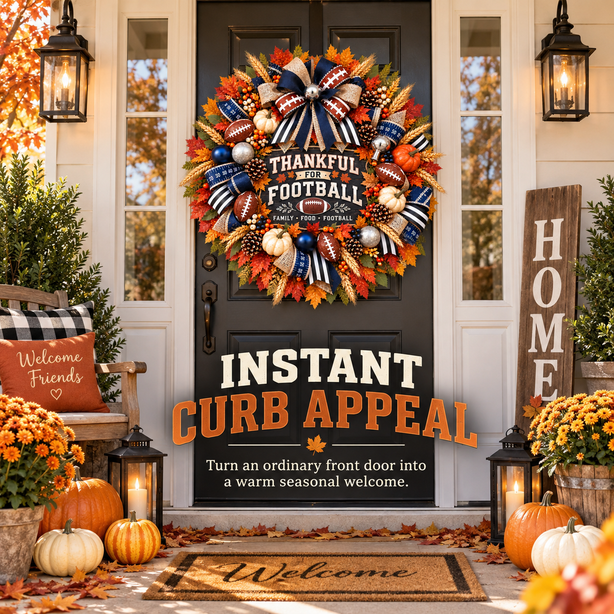 🏈🪷Thanksgiving Football Wreath, Best Front Door Wreath of 2026
